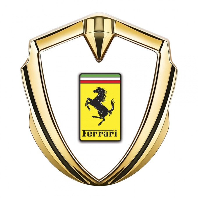 Ferrari Fender Emblem Badge Gold White Yellow Logo Edition