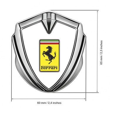 Ferrari Fender Emblem Badge Silver White Yellow Logo Edition