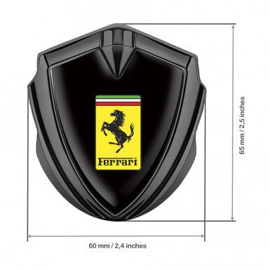 Ferrari 3D Car Metal Emblem Graphite Black Yellow Logo Edition