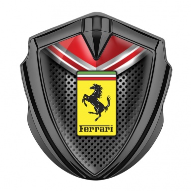 Ferrari Bodyside Emblem Graphite Grey Grid Rectangle Logo Design