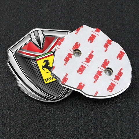 Ferrari Bodyside Emblem Silver Grey Grid Rectangle Logo Design