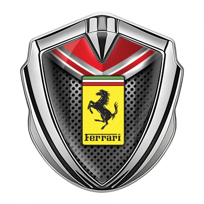 Ferrari Bodyside Emblem Silver Grey Grid Rectangle Logo Design