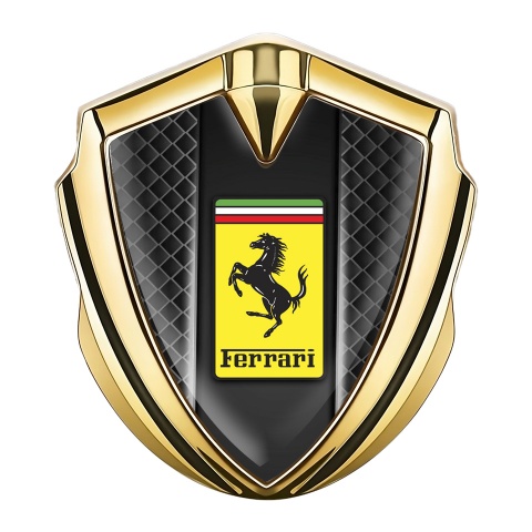 Ferrari Fender Emblem Badge Gold Grey Grill Style Edition