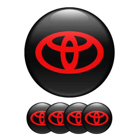 Toyota Domed Stickers Wheel Center Cap Blck And Red 