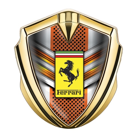 Ferrari 3D Car Metal Emblem Gold Metal Elements Color Design