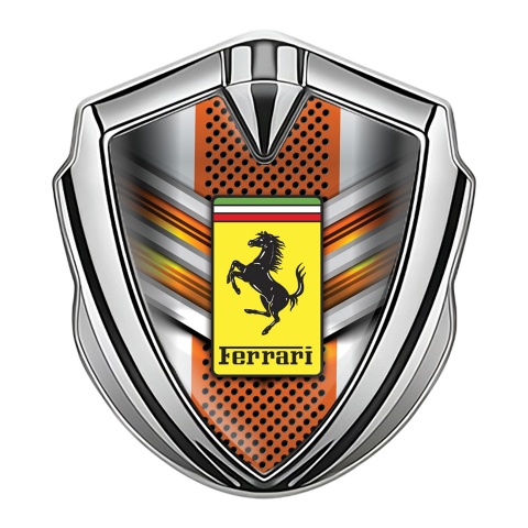 Ferrari 3D Car Metal Emblem Silver Metal Elements Color Design
