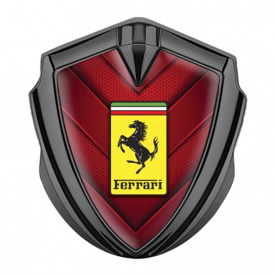 Ferrari Bodyside Badge Self Adhesive Graphite Red Plates Hex Edition