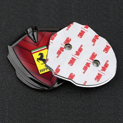 Ferrari Bodyside Badge Self Adhesive Graphite Red Plates Hex Edition