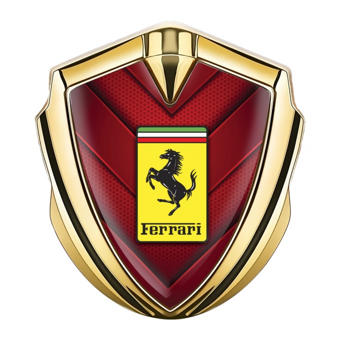 Ferrari Bodyside Badge Self Adhesive Gold Red Plates Hex Edition