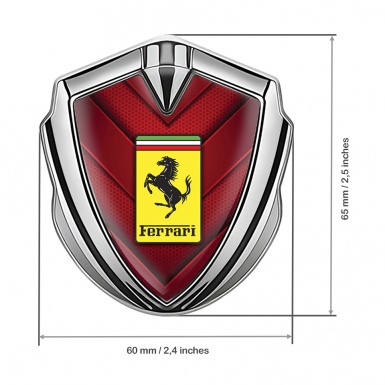 Ferrari Bodyside Badge Self Adhesive Silver Red Plates Hex Edition