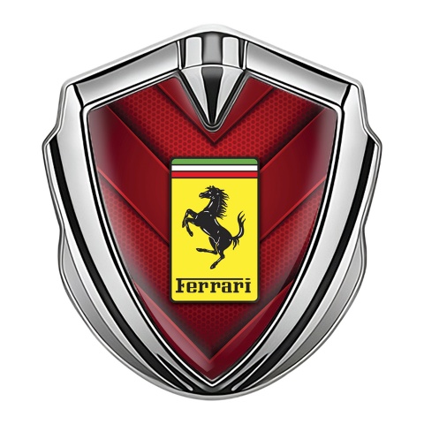 Ferrari Bodyside Badge Self Adhesive Silver Red Plates Hex Edition