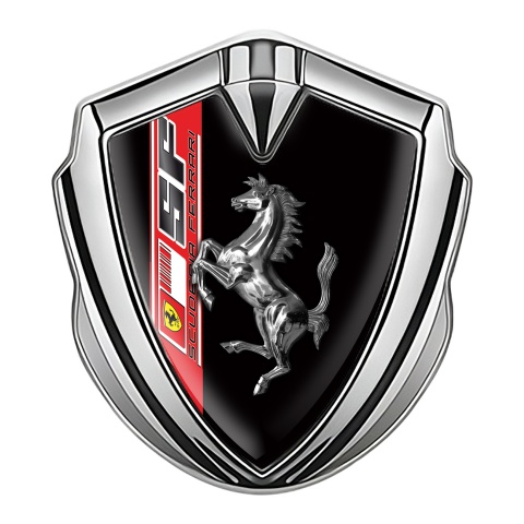 Ferrari Fender Metal Emblem Silver Scuderia Ferrari Chromed Logo