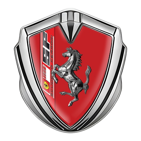 Ferrari Fender Emblem Badge Silver Scuderia Ferrari Red Edition