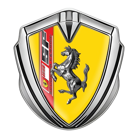 Ferrari Trunk Emblem Badge Silver Scuderia Ferrari Yellow Edition