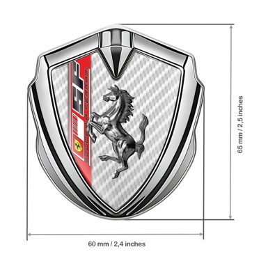 Ferrari Trunk Metal Badge Silver White Carbon Scuderia Edition