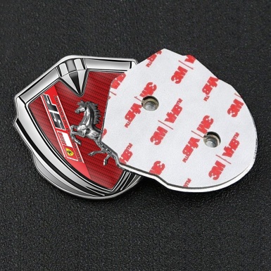 Ferrari 3D Car Metal Emblem Silver Red Carbon Scuderia Edition