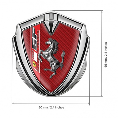 Ferrari 3D Car Metal Emblem Silver Red Carbon Scuderia Edition