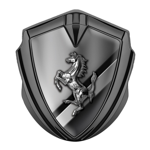 Ferrari Self Adhesive Bodyside Emblem Graphite Half Stripes Chromed Logo