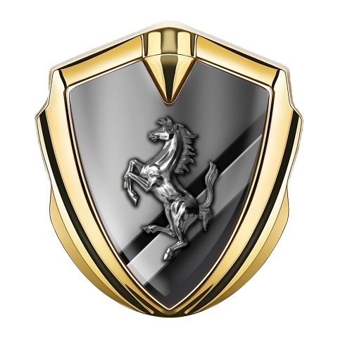 Ferrari Self Adhesive Bodyside Emblem Gold Half Stripes Chromed Logo