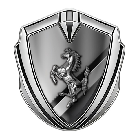 Ferrari Self Adhesive Bodyside Emblem Silver Half Stripes Chromed Logo