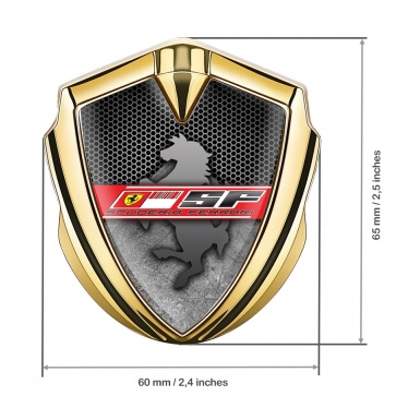 Ferrari Tuning Emblem Self Adhesive Gold Hexagon Scuderia Edition