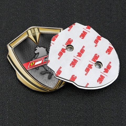 Ferrari Tuning Emblem Self Adhesive Gold Hexagon Scuderia Edition