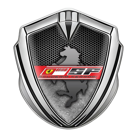 Ferrari Tuning Emblem Self Adhesive Silver Hexagon Scuderia Edition