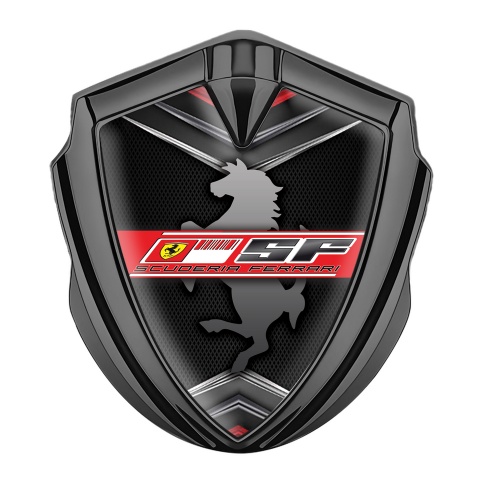 Ferrari Fender Metal Emblem Badge Graphite Mesh Scuderia Design
