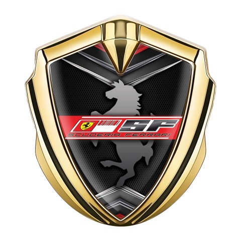Ferrari Fender Metal Emblem Badge Gold Mesh Scuderia Design