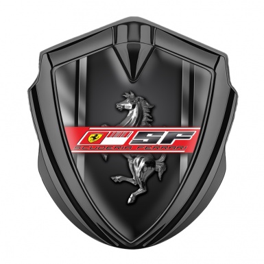 Ferrari Trunk Emblem Badge Graphite Black Scuderia Logo Design