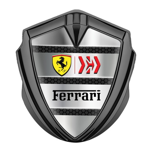 Ferrari Trunk Metal Emblem Badge Graphite Grey Plates Shield Logo