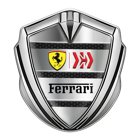 Ferrari Trunk Metal Emblem Badge Silver Grey Plates Shield Logo