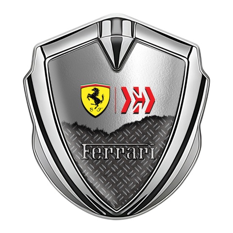 Ferrari Self Adhesive Bodyside Emblem Silver Metallic Mesh Design