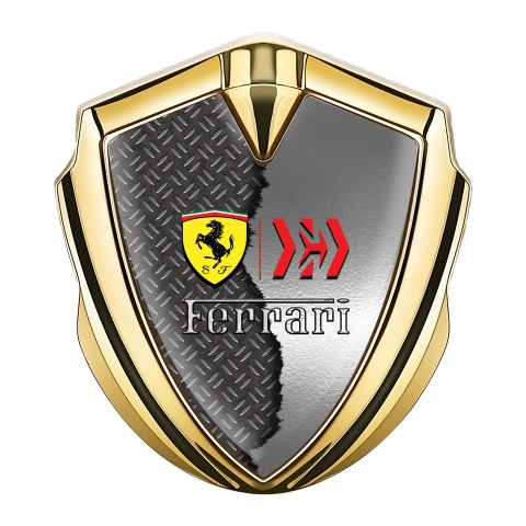 Ferrari Metal Emblem Self Adhesive Gold Torn Metal Design