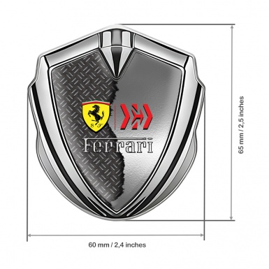 Ferrari Metal Emblem Self Adhesive Silver Torn Metal Design
