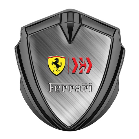 Ferrari 3D Car Metal Emblem Graphite Brushed Metal Yellow Shield