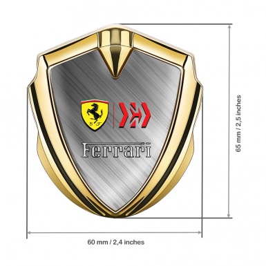 Ferrari 3D Car Metal Emblem Gold Brushed Metal Yellow Shield