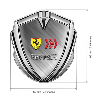 Ferrari 3D Car Metal Emblem Silver Brushed Metal Yellow Shield