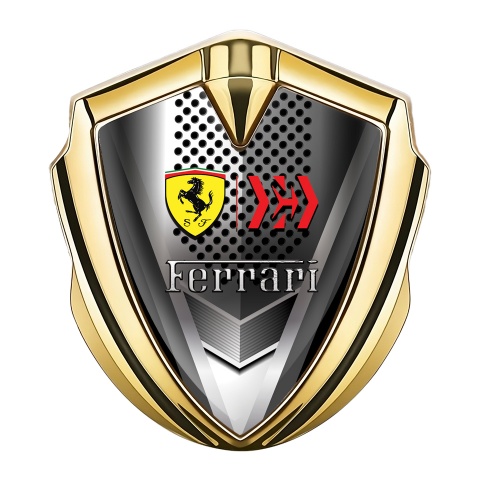 Ferrari Bodyside Emblem Gold Rear Grill Classic Logo Design