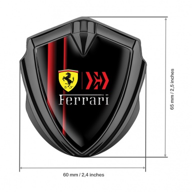 Ferrari Fender Emblem Badge Graphite Red Stripes Shield Logo