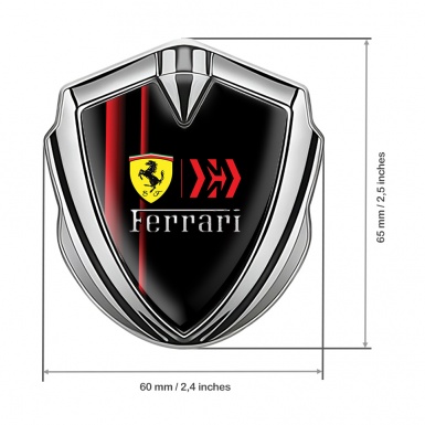 Ferrari Fender Emblem Badge Silver Red Stripes Shield Logo
