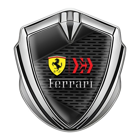 Ferrari  Fender Metal Badge Silver Metallic Pattern Design