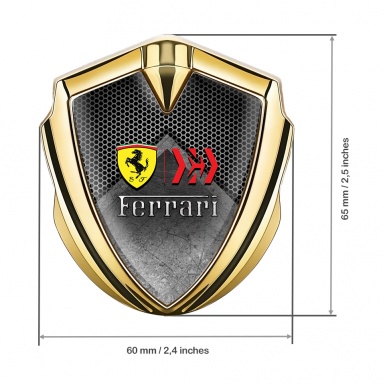 Ferrari Trunk Emblem Badge Gold Grey Hexagon Edition