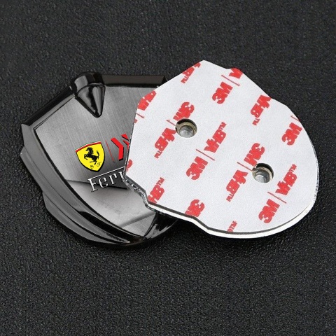 Ferrari Trunk Metal Emblem Badge Graphite Scratched Surface Design