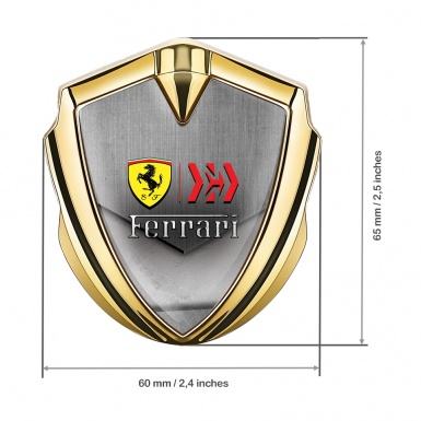 Ferrari Trunk Metal Emblem Badge Gold Scratched Surface Design