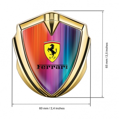 Ferrari 3D Car Metal Emblem Gold Colorful Shield Design