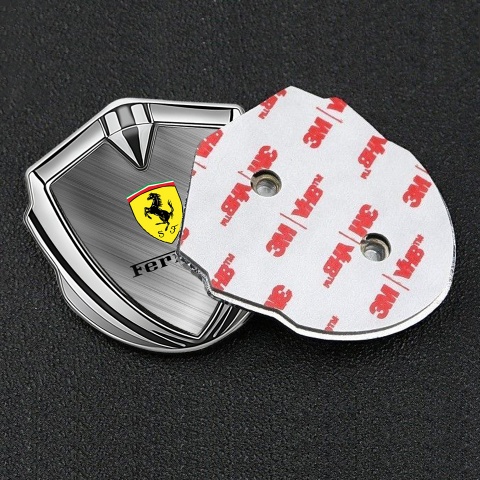 Ferrari Bodyside Badge Self Adhesive Silver Brushed Metal Design