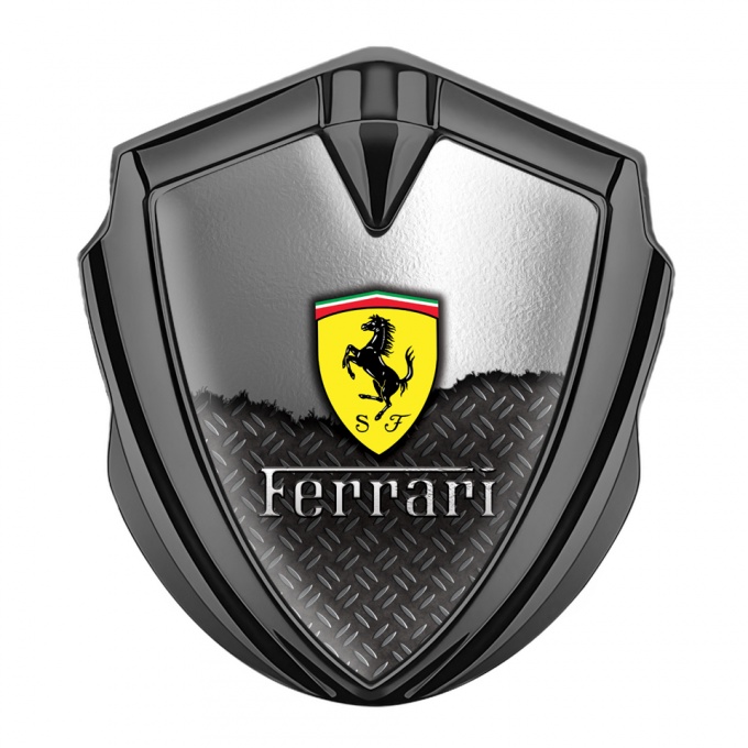 Ferrari Tuning Emblem Self Adhesive Graphite Half Metallic Mesh