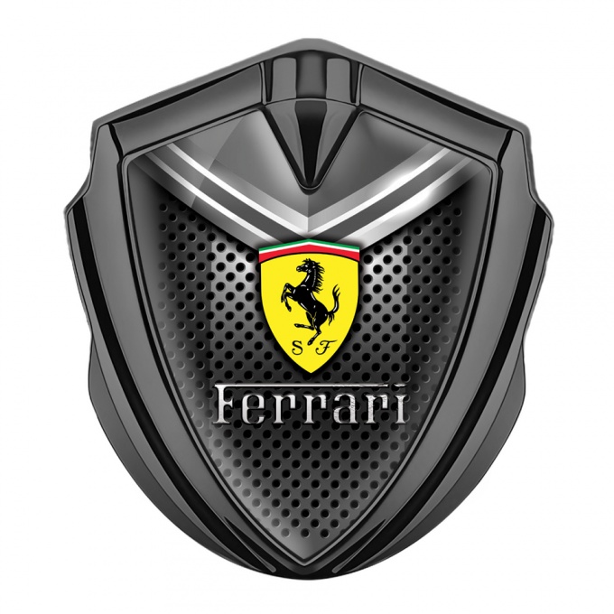 Ferrari Fender Emblem Badge Graphite Dotted Metal Template