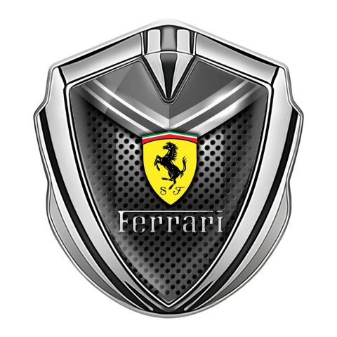 Ferrari Fender Emblem Badge Silver Dotted Metal Template